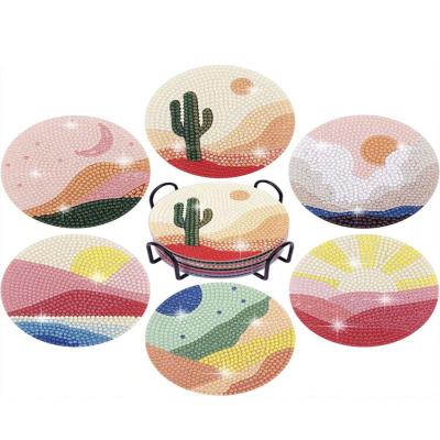 مجموعة فن الرسم الماسي على قواعد الأكواب 