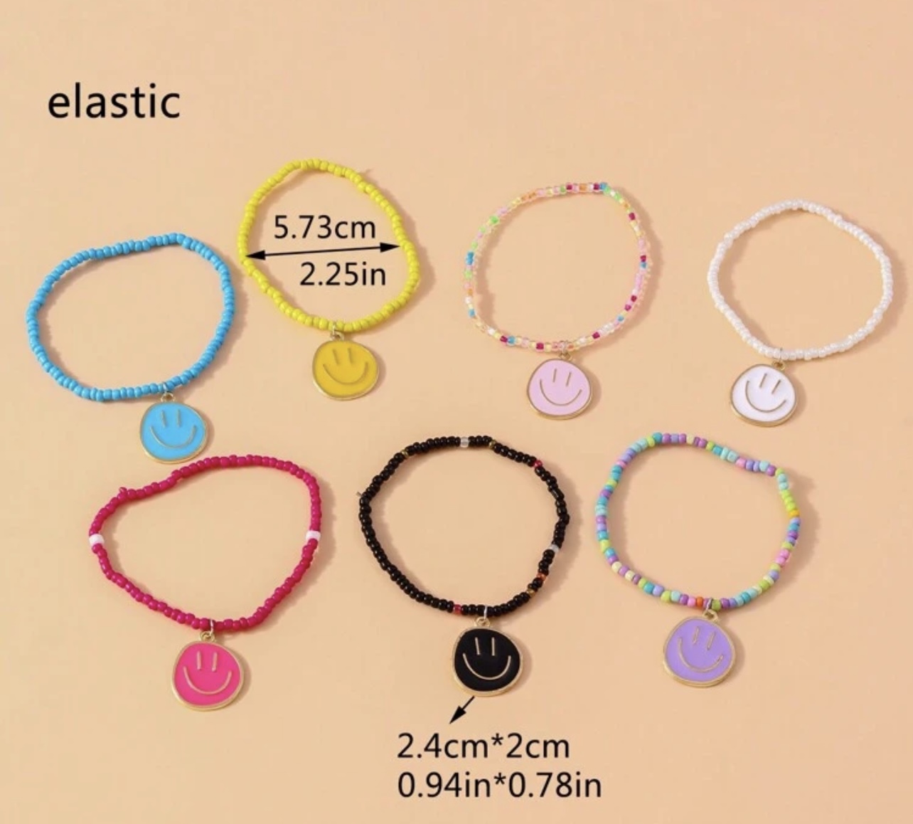  7 أساور من الخرز بوجه مبتسم 😊