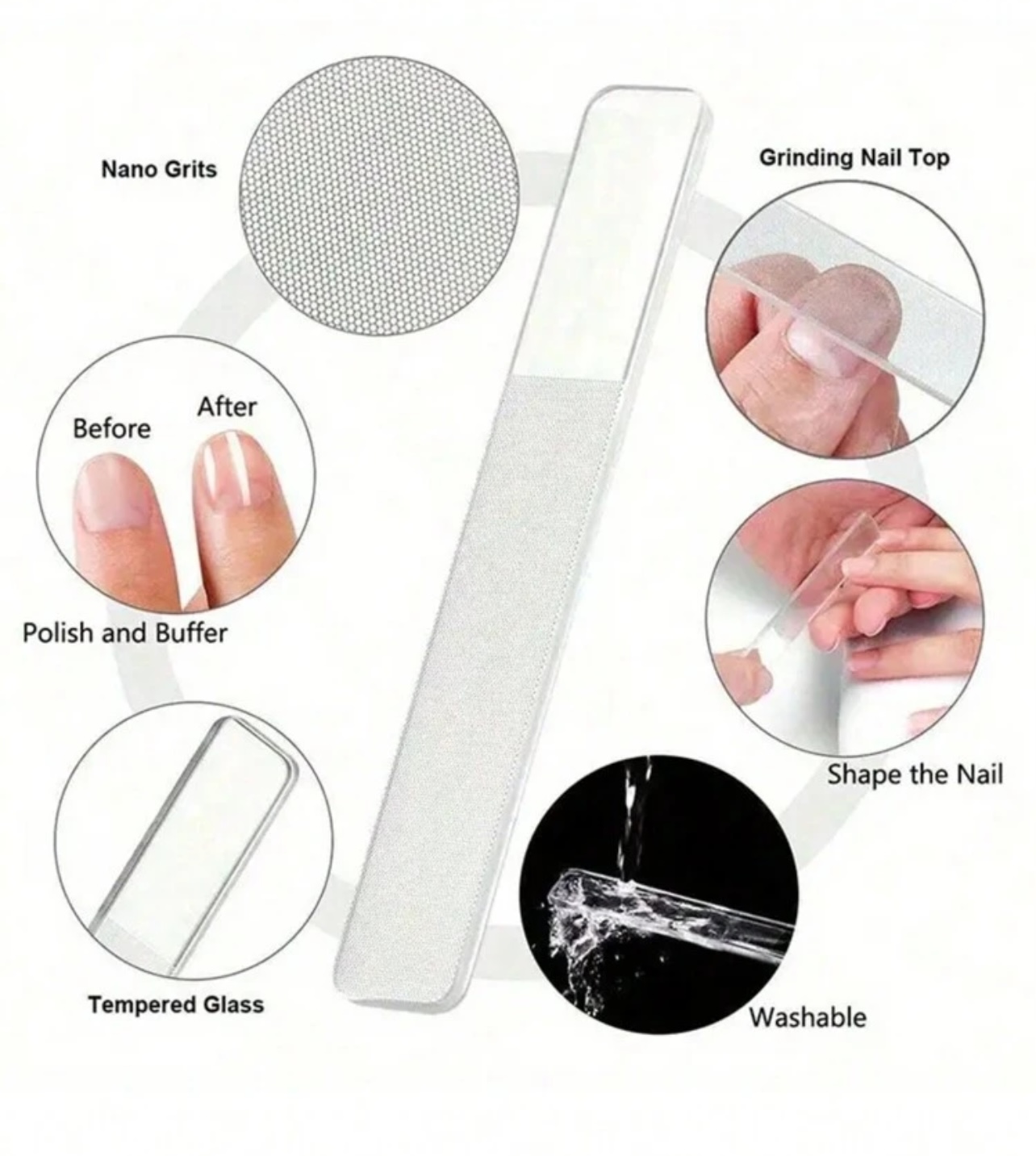 مبرد النانو الزجاجي لبرد و تلميع للأظافر  مع علبة للحفظ